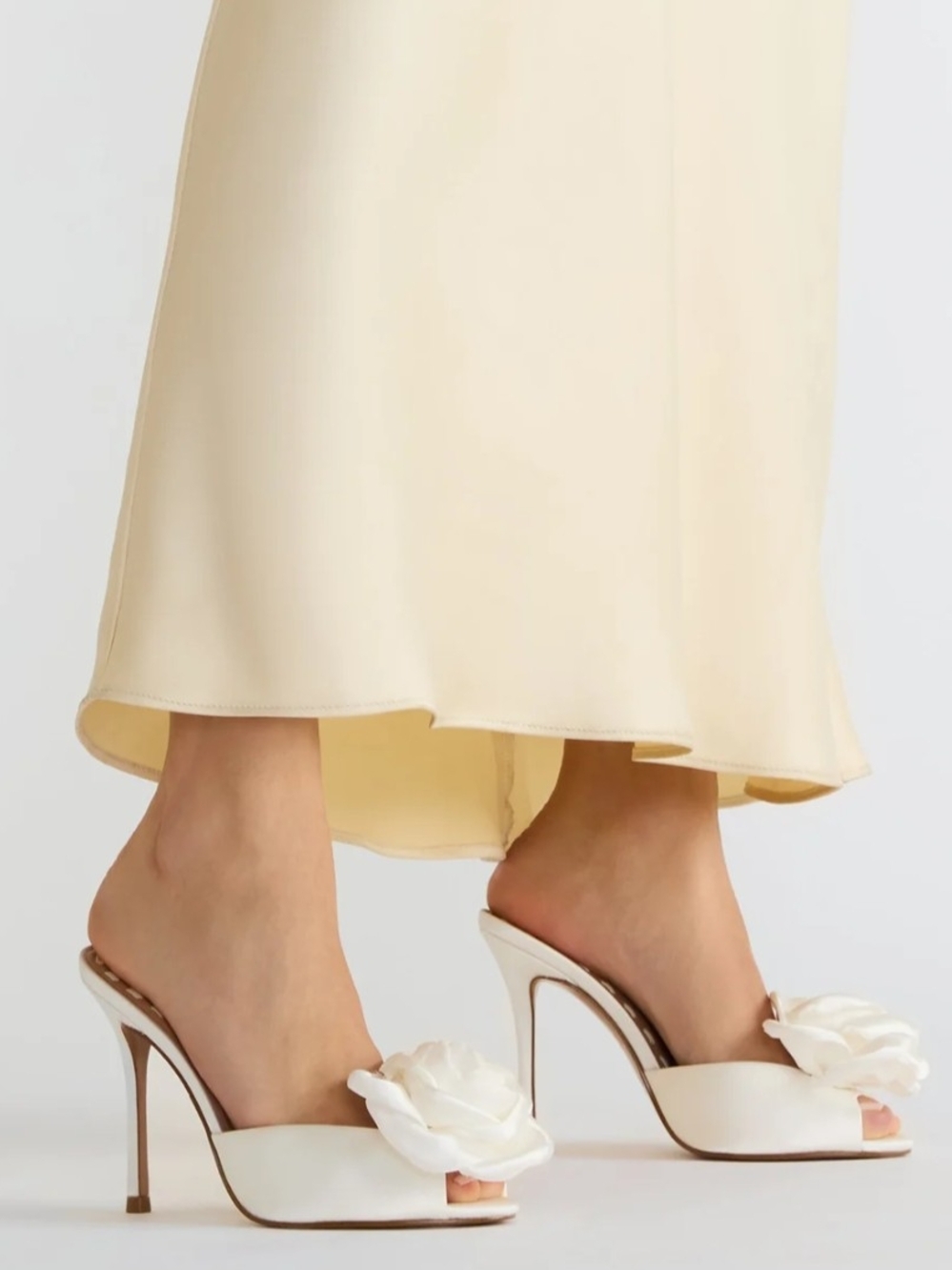 Steve Madden Ivory Floral Open-Toe Stiletto Heels